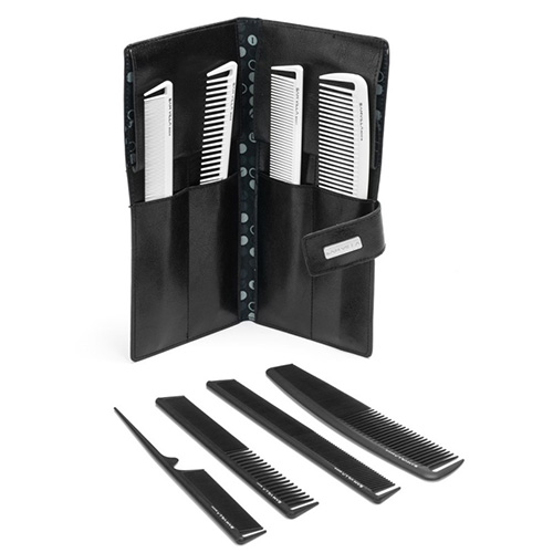 Sam Villa Signature Series Nylon & Boar Bristle Hair Brush 6-Piece Styling Brush Set with Case