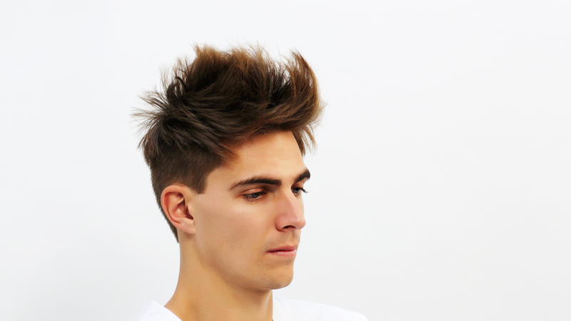 Photo of a haircut tutorial on a male model