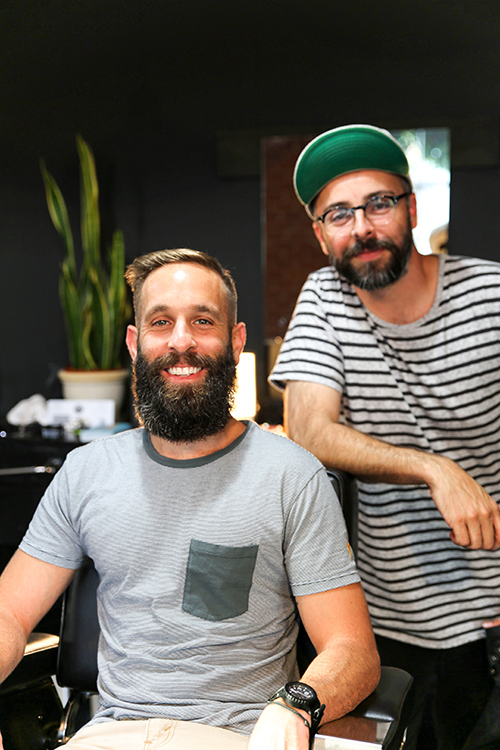 Photo of a man with getting a haircut