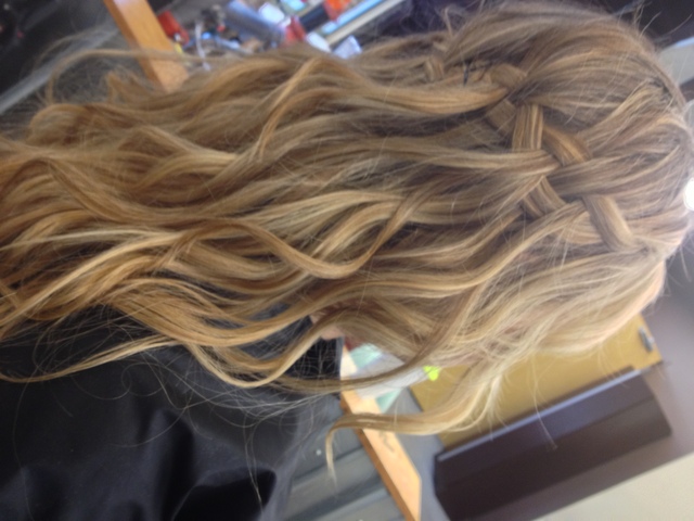 Waterfall braid with curls
