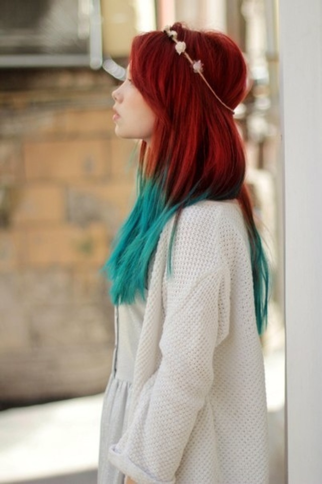 red and teal ombre