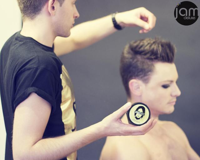Backstage on our recent shoot with Ryan using an amazing Bangstyle thickening fibre gel
