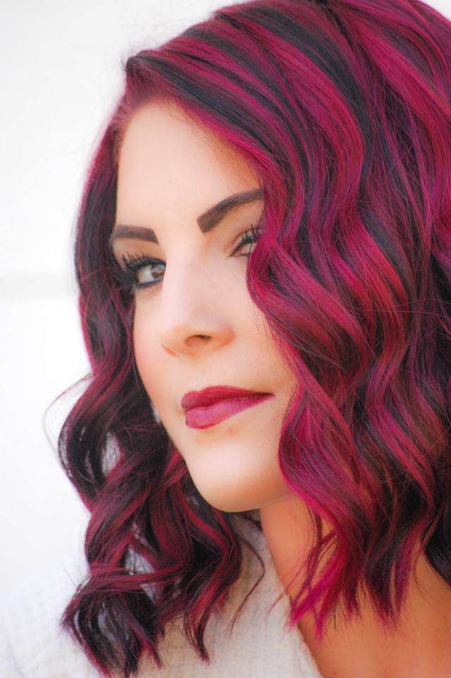 Red/Violet & Black Orchid - Bangstyle - House of Hair Inspiration