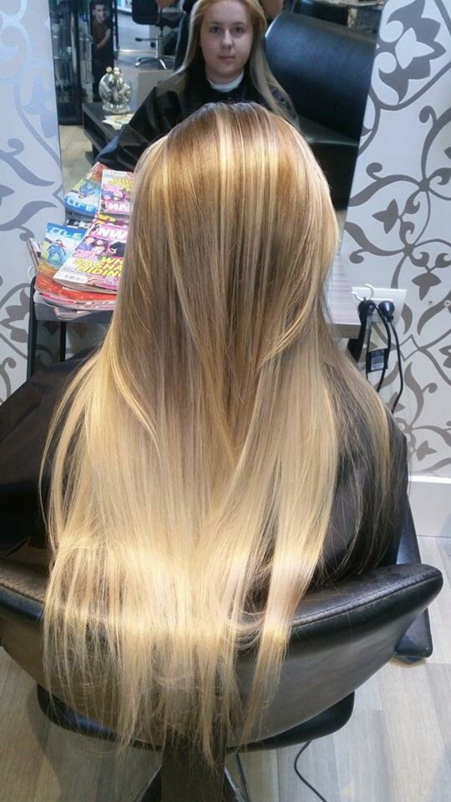 Corrective colour - from full head bleach with regrow the to a level 8 melt by freehand ombré 