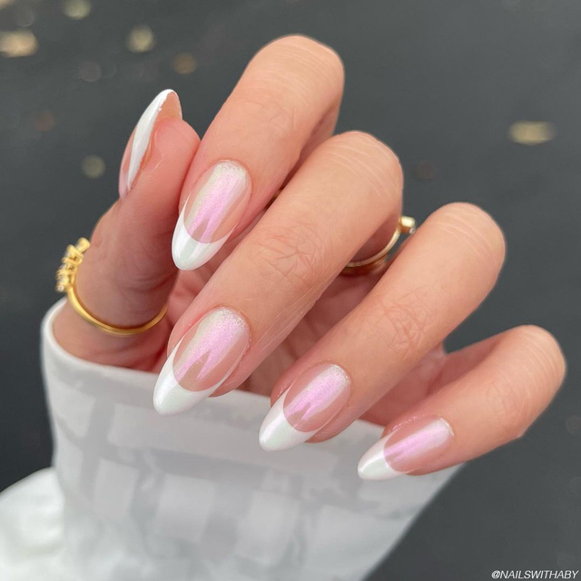 Golden Glitter Ombre Pink French Nails – BC OF LOVE Beauty