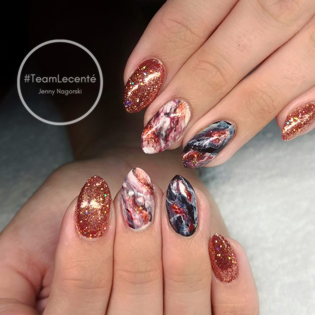 Lecente Glitters And Marble Nailstyle