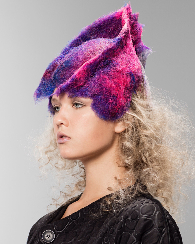 Felted wig cap 
Micro clippings multi colored 