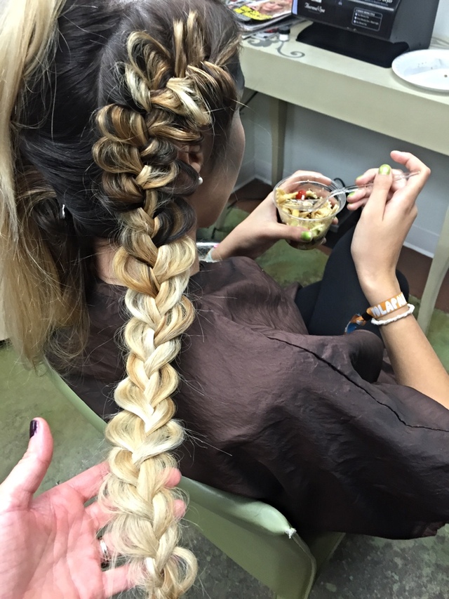 Fun model prepping fishtail braid with Sharon Blain inspiration 