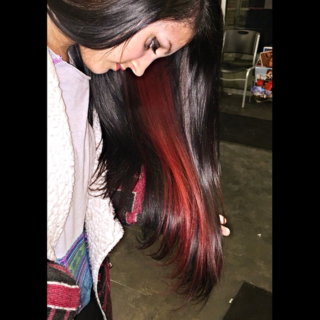 Black with blood red underneath. - Bangstyle - House of Hair Inspiration