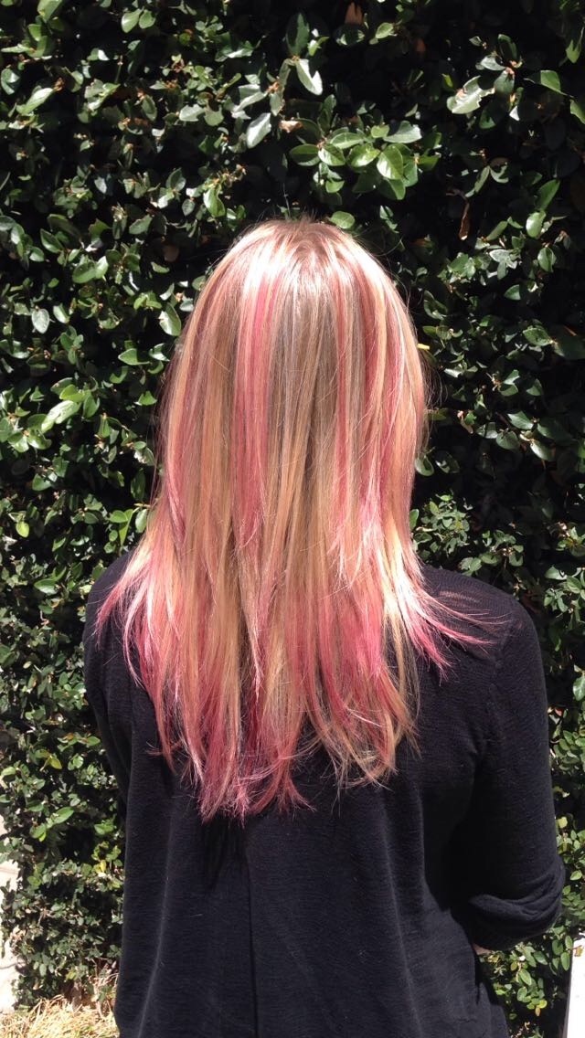 Blonde and pink highlights blo - Bangstyle - House of Hair Inspiration