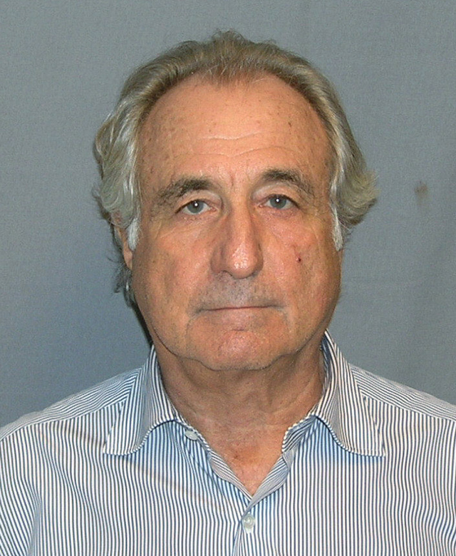 Booking mug shot of Bernard Madoff