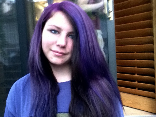 Rowan's purple and black hair
