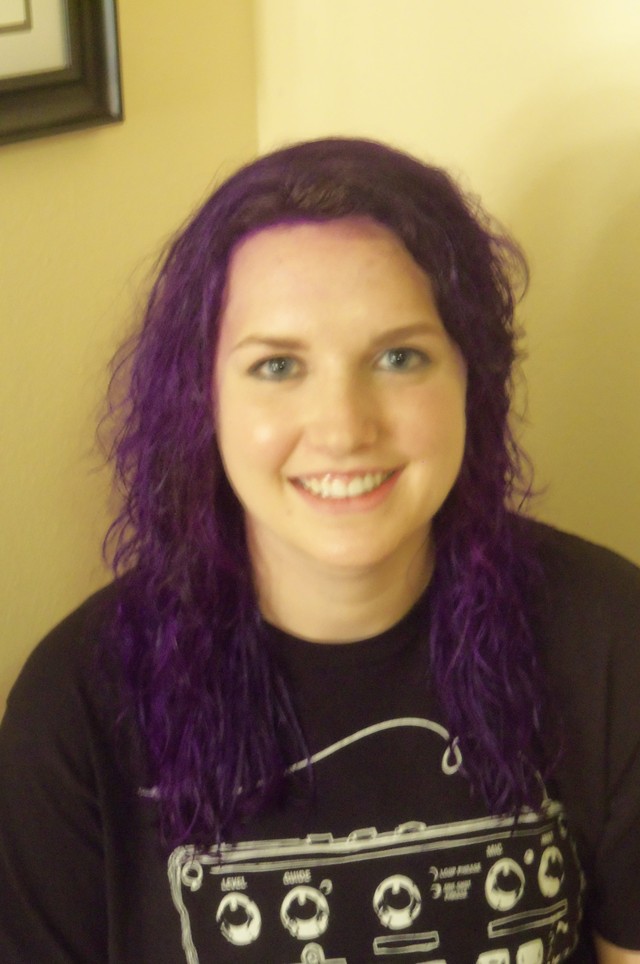 Purple hair for artsy college student