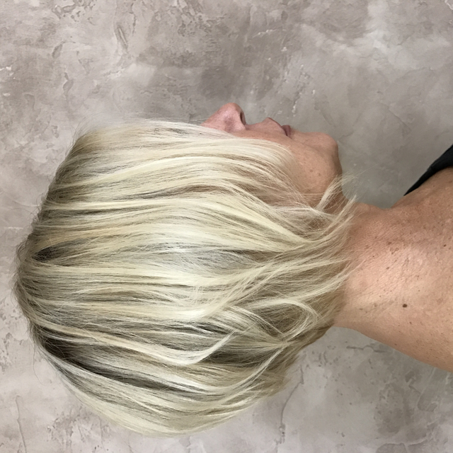 Fresh rooted blonde and Modern bob 