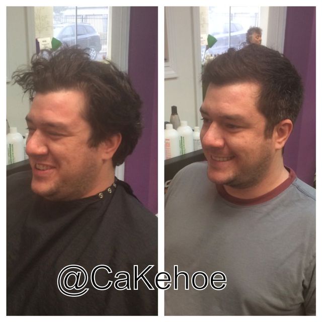 before and after men's haircut