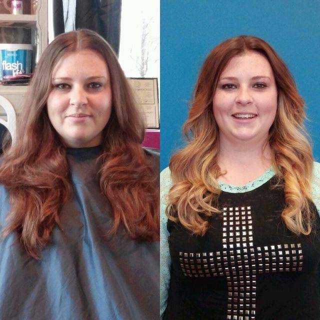 before and after ombre