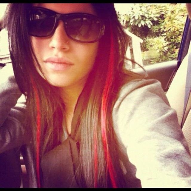black hair with red streaks
