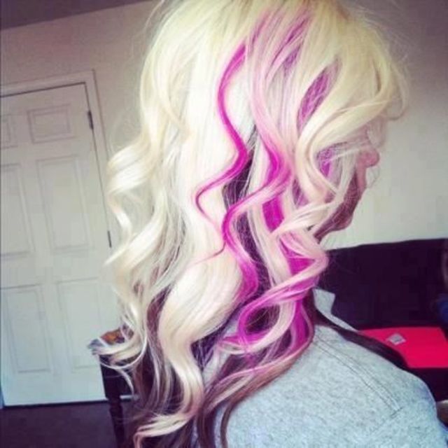blonde and pink curls