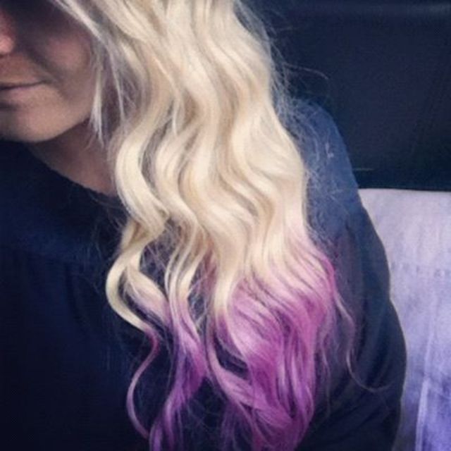 blonde purple wavy dip dye ♥
