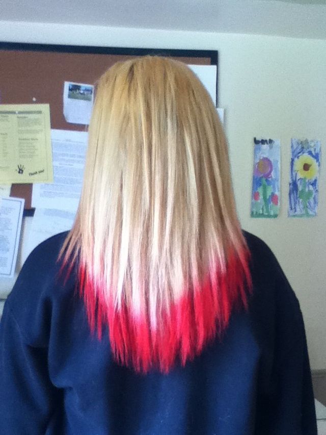 blonde with red tips