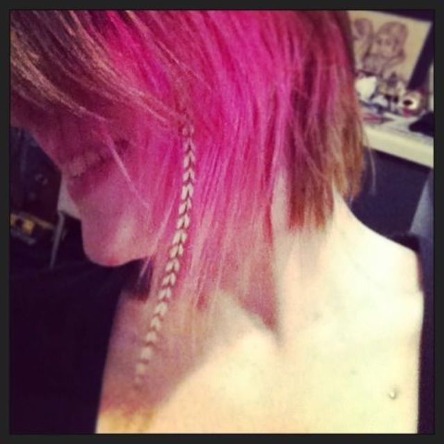 brown and Pink hair with feather 