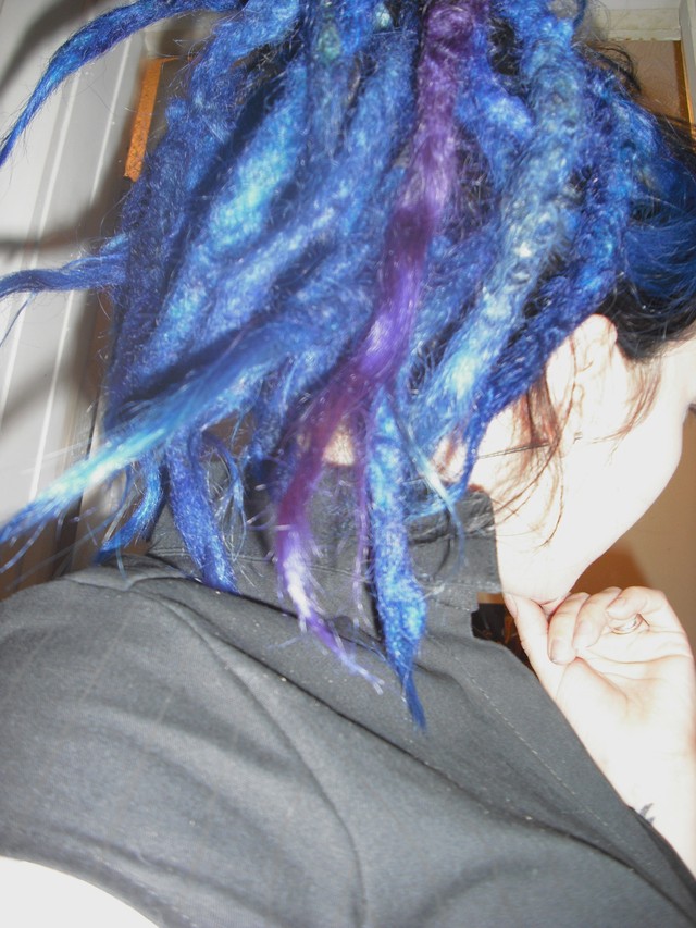 blue and purple (real) dreads
