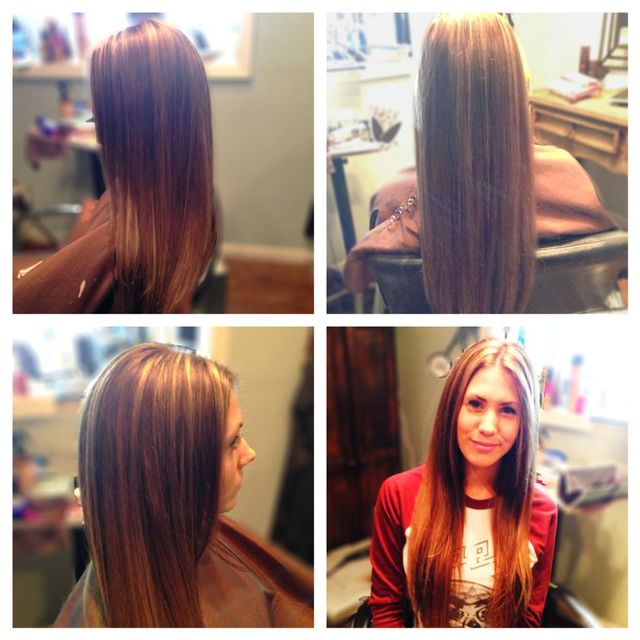 dark blonde with lighter ribbons 