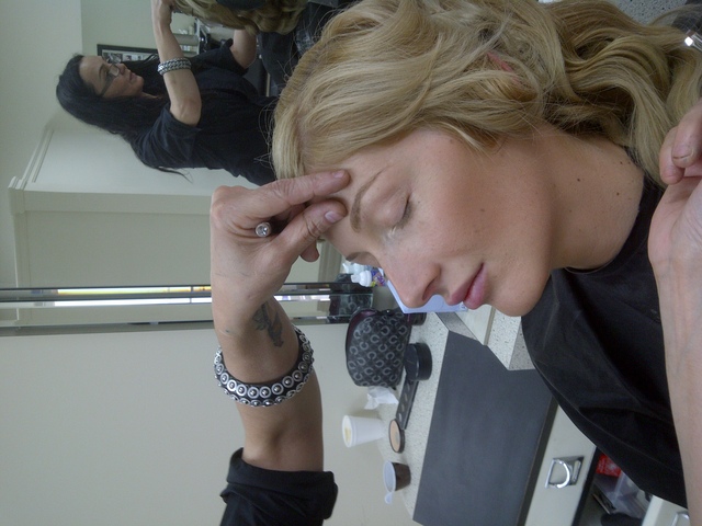 Fatima Muniz Make-up artist and eyebrow designer preparing the most wonderful Model Kate Eaton for the Gemini Awards
