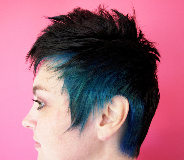 Modern mohawk with teal accent