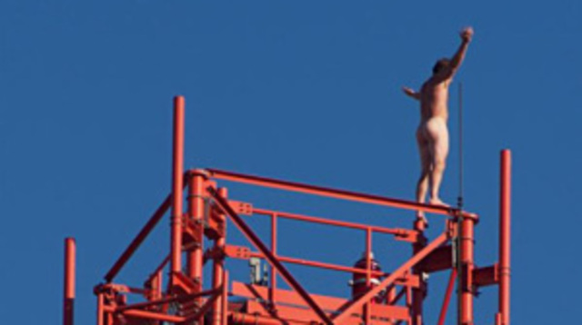 naked man on radio tower