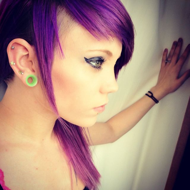 purple hair. 