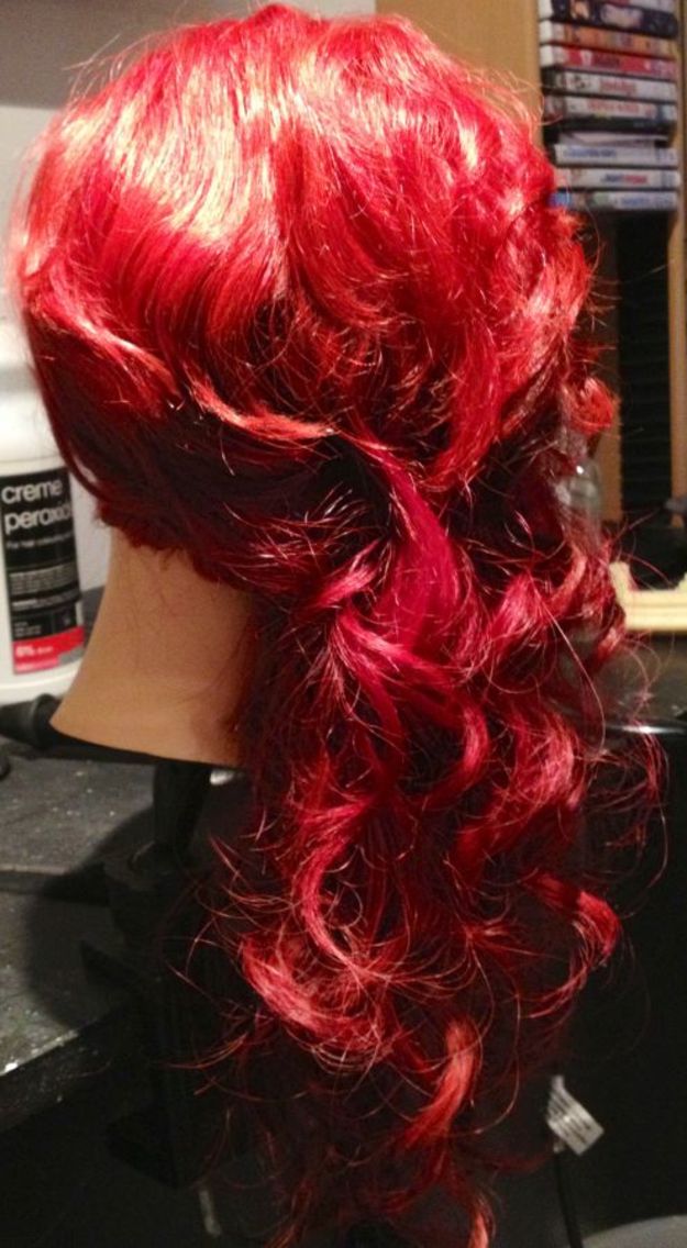 red curly prom hair